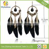 Hot Selling Bohemia Retro Black Gem Feather Earrings thumbnail-4
