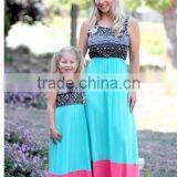 2015 Mom Love me Mother and Child Dress Black and White Lace Mother and Child Maxi Dress