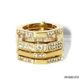 Gold Set of Four Stacking Ring With Gemstone Fashion Opal Ring Jewelry thumbnail-4