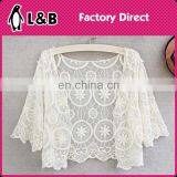 Fashion Bat Sleeve Girl Lace Blouse/vest /cover-up Top White Sheer Lace Elegant Lace Tops for Ladies