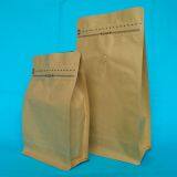 Laminated Kraft Paper Coffee Bag With Valve Cheap Recyclable Block Bottom Kraft Paper 250g 500g 1000g 1kg Custom Coffee Bags thumbnail-4