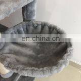 Big Cat Tree House Grey Cat Climbing Frame Cat Tower With Hammock thumbnail-5