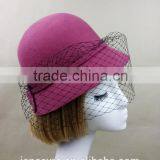 New Style 100% Wool Felt Winter Hat With Veil thumbnail-3