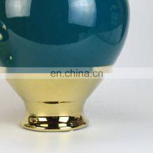 Porcelain Gold And Silver Border Big Belly Small Neck And Small Mouth Dark Green Ceramic Vase Porcelain Vase thumbnail-5