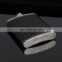 Portable Alcohol Stainless Steel Whisky PU Leather 8oz 6oz Matt Engraved Black Big Hip Flask thumbnail-4