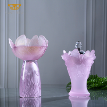 Manufacturer H20cm H14cm Crystal Inside Matt Carving Design Original Incense Burner Set thumbnail-3