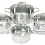 8Pcs Geman Technologic Capsule Bottom China Stainless Steel Cookware Set,glass Lid Kitchenware Pots and Pans