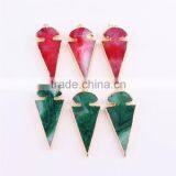 Golden Electroformed Edge Dyed Colors Natural Agate Druzy Quartz Pendant Bead--OEM Welcome thumbnail-1