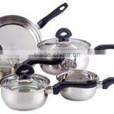 9pcs Stainless Steel Castamel Cookware Saucepan Fry Pan Set