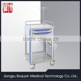 Two drawers plastic-steel columns with one dust baskets small size ABS clinic trolley