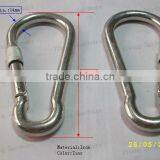 D shape with locked carabiner climbing hook