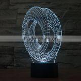 3D Optical Night Light Illusion Circle 7 RGB Light Colors 10 LEDs AA Battery or DC 5V Mixed Lot thumbnail-3