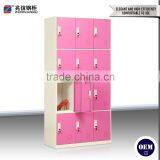 12 Door Pink Stainless Steel Wardrobe Multi-door Steel Closet Locker Fashionable Key Lock Steel Locker thumbnail-4