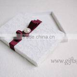 Excellent Lace Fabric Covered Wedding Invitation Boxes With Pearl