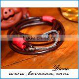 Handmade Mens Genuine Braided Leather Hook Anchor Bracelet thumbnail-2
