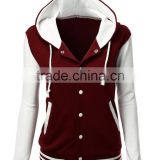 Maroon white varsity jackets for girls with hood