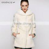 Wholesale New Style Pure White Mink Jacket Elegant Fur Coats for Women thumbnail-2