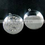 32mm Vintage Style Silver Filigree Flower Round Photo Locket Pendant Charm DIY Supplies 1112014 thumbnail-2