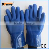 BSSAFETY blue PVC coated chemical gloves long oil resistant gloves