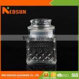 Lowest Price Embossed EX-factory Price Glass Jar With Glass Lid China Supplier Wholesales thumbnail-3