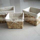 Rectangle Water Hyacinth Storage Basket With Liner thumbnail-1