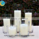 Clear Tall Cylinder Glass Candle Holder thumbnail-6