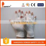 DDSAFETY 2017 Hot Sale White Nylon Work Glove With Half Fingers Safety Gloves