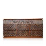 Buffet Console Batik Carved Brown Teak Wood Furniture thumbnail-3