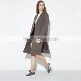 HAODUOYI Women High Split Side Long Trench Collarless Coats thumbnail-2