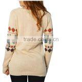 Women Light Kahki Sweater Striped Snowflake Pattern Led Light Sweater For Christmas thumbnail-2
