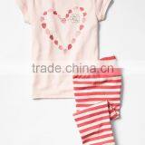 Girls Short Sleeved Striped Pajama Set thumbnail-1