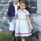 New Design Little Girls Stripe Cotton Dress Children Back To School Clothing Sisters And Brothers Set thumbnail-1