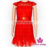 BQA143 Lovebaby Fancy Party Lace Dress With Flower Belt Girl Skirt Vintage Frock Design For Baby Girl thumbnail-3