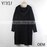 Clearance Cheap Black Hooded Three-quarter Sleeve Ladies Cardigan Sweater With Pocket thumbnail-2