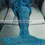 Bedroom Decor Crochet Knit Colors Fish Design Super Softextile Blanket Cozy Mermaid Tail Blanket With Sleeves thumbnail-3