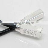 925 Sterling Silver End Tips Real Leather Lariat Necklace100cm thumbnail-3