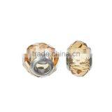 Lampwork Glass European Style Large Hole Beads Round Faceted Champagne Transparent With 304 Stainless Steel Silver Tone Core thumbnail-3