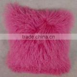 Pink Color Lamb Fur Pillow/Wholesale And Retail