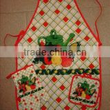 vegetables pattern cotton fabric kids baking apron and gloves heat resistant with pot holders