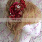 Aidocrystal SALE Wedding Accessory Red Hair Clip Bridal Accessory Hair Flower Clip, Handmade Wine Red Flower Hair Clip Shenzhen thumbnail-4
