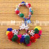 Gypsy Pom Pom Bracelet, Old Banjara Shell Bracelet - Vintage Beaded Pom Pom Bracelet thumbnail-2
