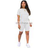 Wholesale Custom Logo 2 Piece Biker Shorts and Crop Top Matching Set Women thumbnail-5