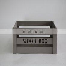 Gray Wooden Craft Storage Box Bin Basket for Home Decor thumbnail-4
