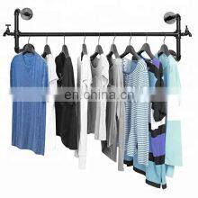 Black Metal Wall Mounted Faucet Design Hanging Clothes Bar Display Closet Rod Garment Rack thumbnail-1