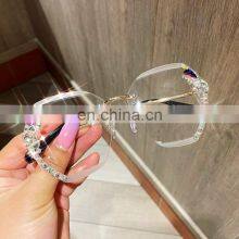 2022 Manufacturer Wholesale Retro Fashion Rimless Sport Diamond Sun Glasses Custom Women Luxury Polarized Designer Sunglasses thumbnail-3