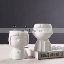 INS Modern Creative Body Shape Girl White Nordic Ceramic Vase Flower Pot Ceramic Ornaments For Home Decor Tabletop