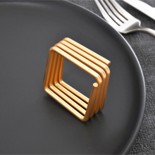 Factory Cheap Wholesale Wedding Gold Spiral Square Napkin Ring thumbnail-1