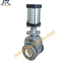 DN100 PN10 Pneumatic Full Ceramic Lined Double Disc Gate Valve thumbnail-4