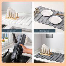 Engraved Foldable Diatomite Roll Up Stone Drying Mat for Kitchen, Bathroom thumbnail-5