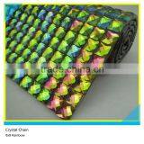 8*8 mm Rainbow Square Rhinestone Hotfix Glue Adhesive Mesh Sheet 24*40 cm thumbnail-1